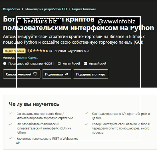 Криптовалютный торговый бот с пользовательским интерфейсом на Python - Vincent Carmier