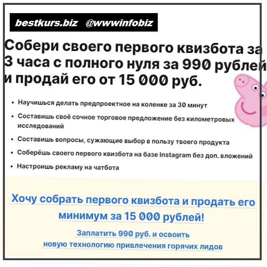 Собери своего первого квизбота за 3 часа с полного нуля за 990 рублей и продай его от 15 000 руб. 2021 - Денис Иванов