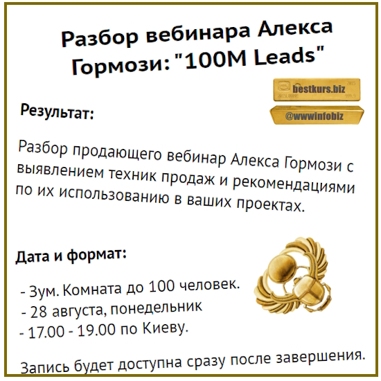 Разбор вебинара Алекса Гормози: 100М Leads - 2023 - Зуши Плетнев