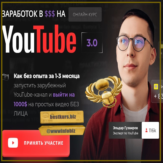 Вторая зарплата в $ на ведении YouTube каналов - Эльдар Гузаиров (2023)