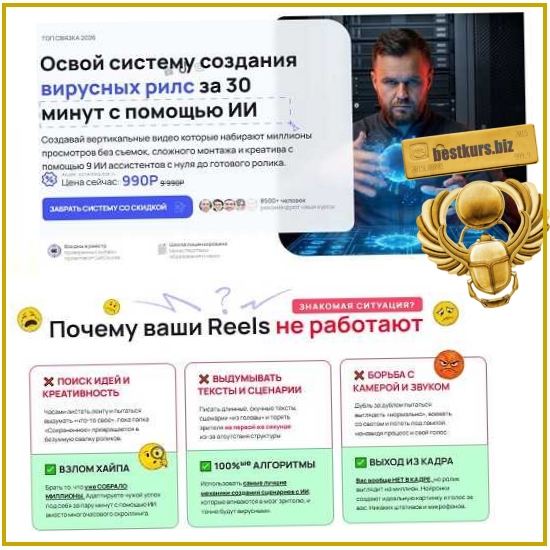 Взлом Reels: AI-Видео на 1.000.000 за 6 шагов по секретному алгоритму - Илья Филиппов (2026) Взлом Reels: AI-Видео на 1.000.000 за 6 шагов по секретному алгоритму - Илья Филиппов (2026)