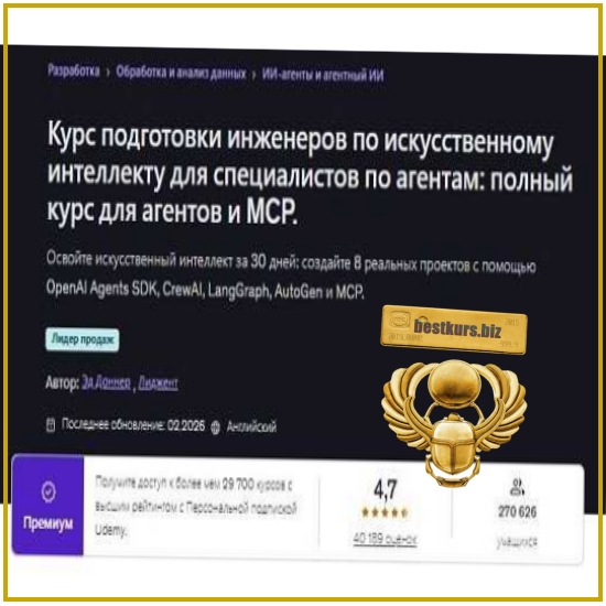 Полный курс по созданию ИИ-агентов и работе с MCP - Эд Доннер, Лидженси (2026) Udemy Полный курс по созданию ИИ-агентов и работе с MCP - Эд Доннер, Лидженси (2026) Udemy
